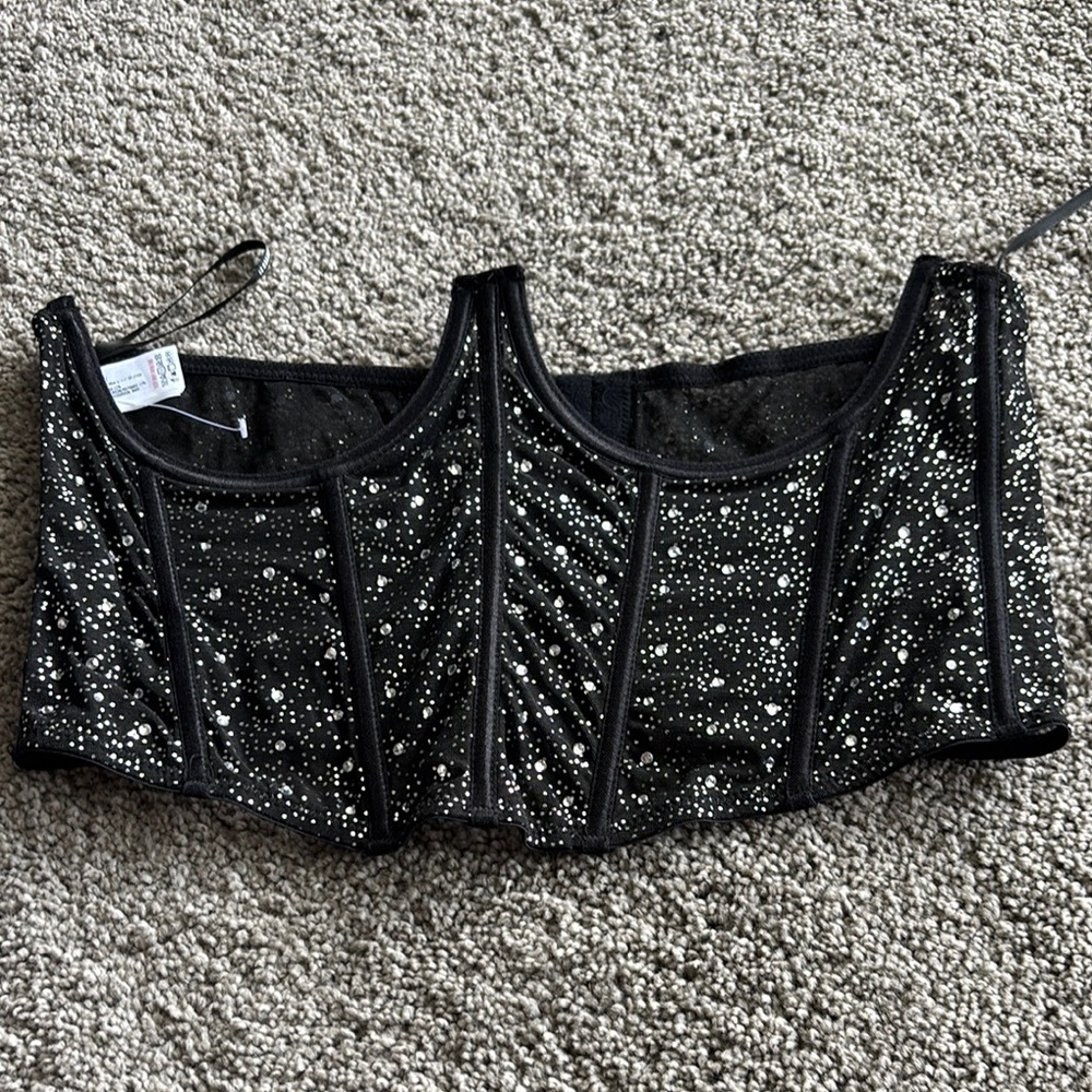 Forever 21 Glittering Black Crop Top